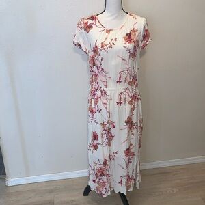A New Day Floral Print Elastic Waist Maxi Summer Dress Pockets